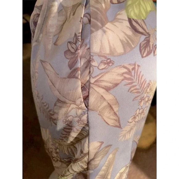 Women's XL Floral Wide-Leg Crop Pants Tassel Drawcord Pull-On - Picture 5 of 9